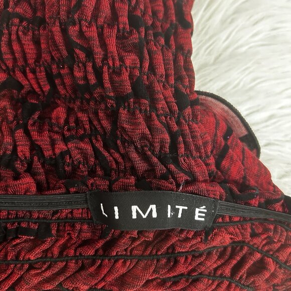 VTG 90s Red Ruffled Loop‎ Neck Sleeveless Smocked Crop Top Sz S Whimsigoth Vamp - Picture 8 of 10